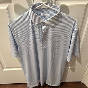 Collars and Co White and blue stripes medium polo never worn